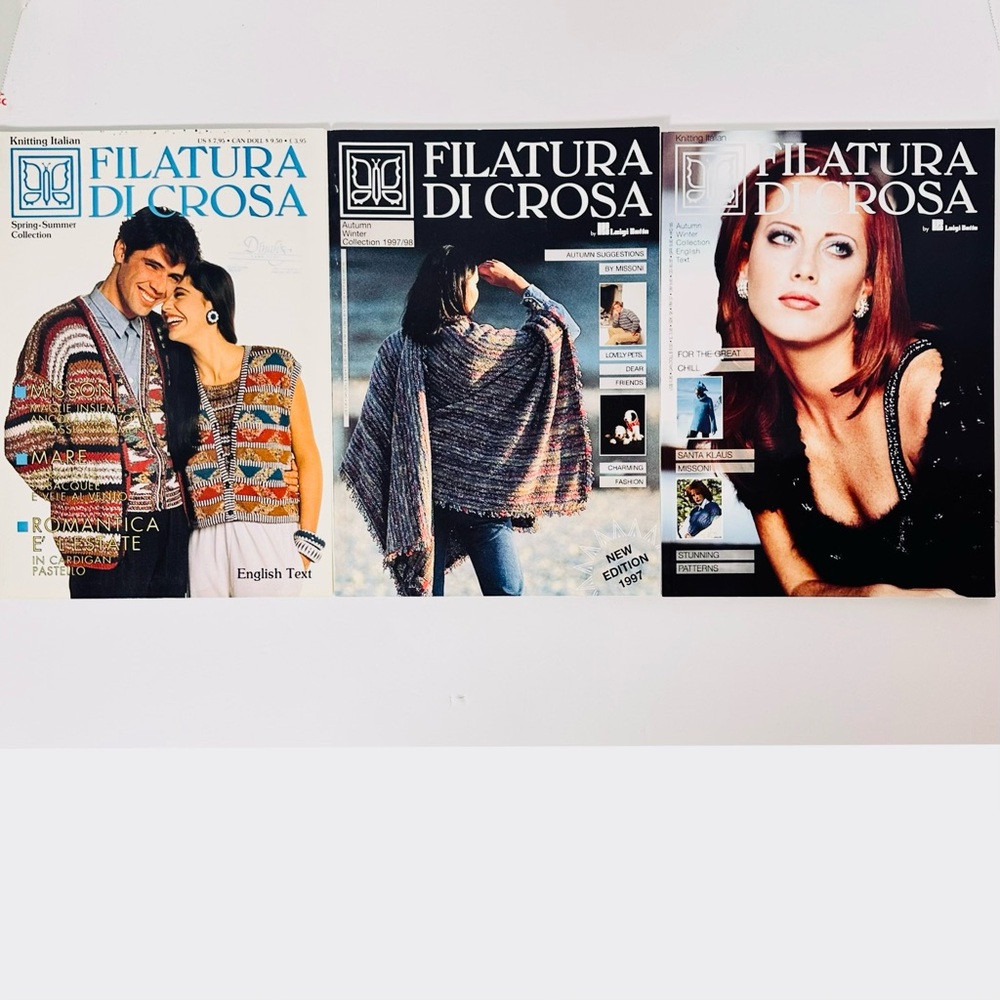 Filatura Di Crosa Knitting Vintage 1996/1997 Pattern 3 Magazines in English
